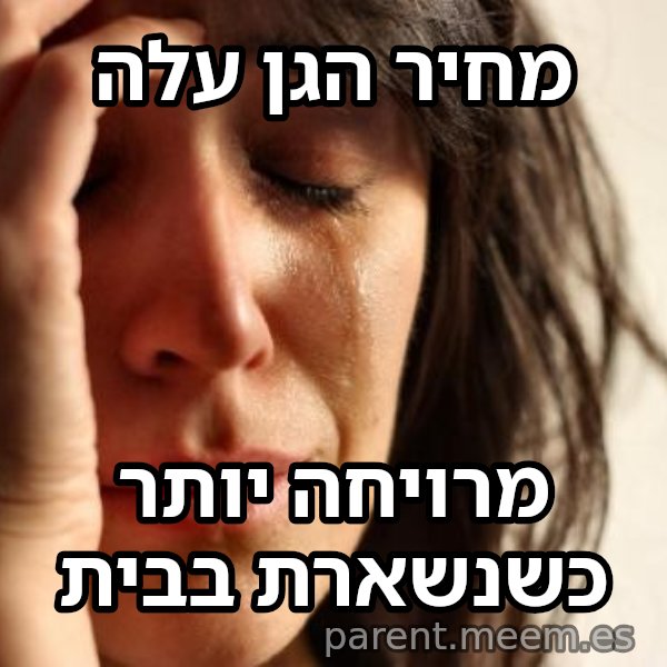 בעיות של העולם הראשון meme: מחיר הגן עלה / מרויחה יותר כשנשארת בבית