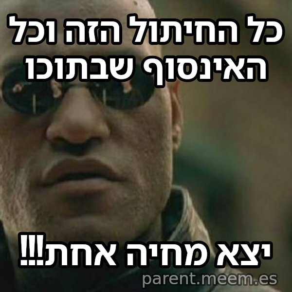 מורפיאוס - מה אם אגיד לך meme: כל החיתול הזה וכל האינסוף שבתוכו / יצא מחיה אחת!!!