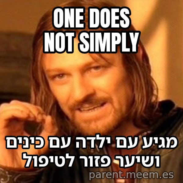 בורומיר - אי אפשר פשוט meme: One does not simply / מגיע עם ילדה עם כינים ושיער פזור לטיפול