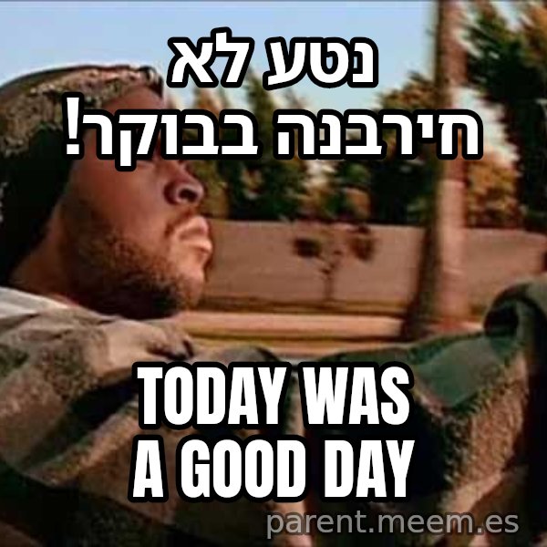 אייס קיוב - היום היה יום טוב meme: נטע לא חירבנה בבוקר! / Today was a good day